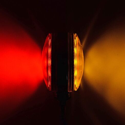 2pc 4" Round Double Face Single Stud Mount Red/Amber 42-LED Fender Reflective Stop Turn Signal Lights w/Chrome ABS Housing Sealed Compatible with Kenworth Peterbilt Freightliner Western Star Volvo in Saudi Arabia
