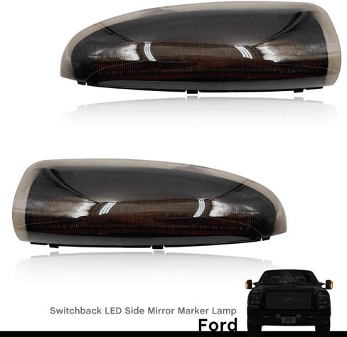 Smoked Lens Switchback LED Side Mirror Marker Lamp Light Kits for 2003-2007 Ford F-250 F-350 Super Duty Pickup Truck Towing Mirror Amber LED Turn Signal Light White LED Parking Light in Saudi Arabia