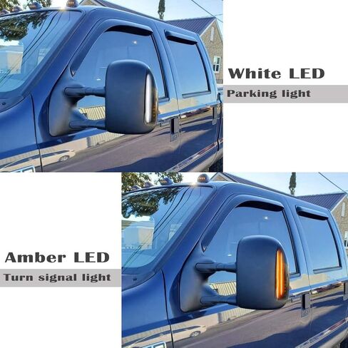 Smoked Lens Switchback LED Side Mirror Marker Lamp Light Kits for 2003-2007 Ford F-250 F-350 Super Duty Pickup Truck Towing Mirror Amber LED Turn Signal Light White LED Parking Light in Saudi Arabia