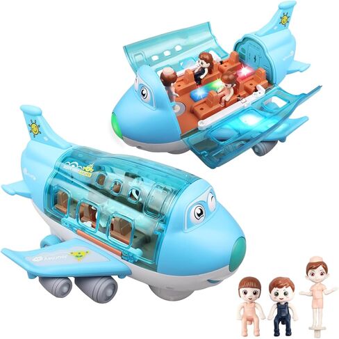 Airplane Toys for Toddlers – 1:200 Friction Powered Kids Toy Plane with Flashing Lights and Sounds – Christmas Birthday Party Gift for Boys & Girls Ages 3 4 5 6 7 8, Pretend Play Vehicle in Kuwait