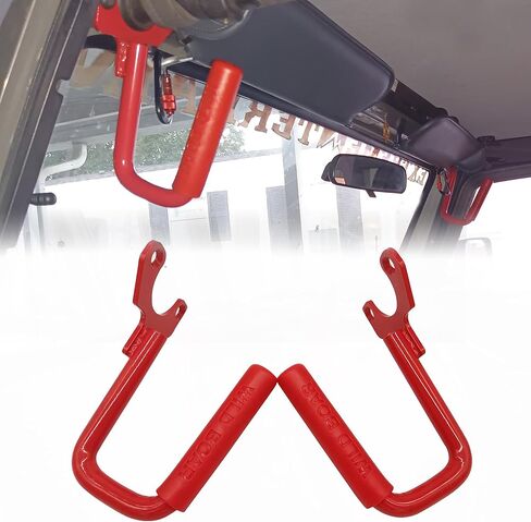 Steel Front Grab Handles Bars Fit for 1997-2006 Jeep Wrangler TJ,97-06 Jeep Wrangler TJ 2 Door and 4 Door Front Super Duty Grab Handles Bar,Red in Saudi Arabia