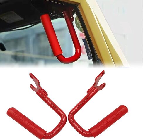 Steel Front Grab Handles Bars Fit for 1997-2006 Jeep Wrangler TJ,97-06 Jeep Wrangler TJ 2 Door and 4 Door Front Super Duty Grab Handles Bar,Red in Saudi Arabia