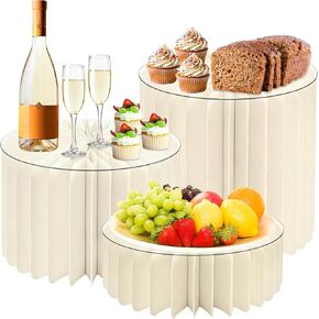 3 Pack Buffet Risers Foldable Cardboard Food Risers for Buffet Table Tall Cake Stands Cylinder Display Stand Dessert Table Display Set Cupcake Stands for Party Birthday Wedding Decoration in Saudi Arabia