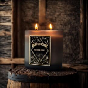 Bourbon Barrel Black Oval Glass Soy Candle in Saudi Arabia