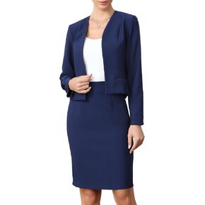 Allegra K Business Skirt Suit Set for Women Office Work Open Front Blazer and Pencil Skirt Elegant 2 Piece Outfits in Kuwait
