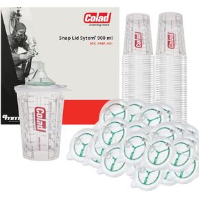 مجموعة تطبيق طلاء الرش للسيارات بنظام غطاء سناب من كولاد، بما في ذلك كوب الخلط والغطاء مع فلتر طلاء مدمج 900 مل (مصفاة 190 ميكرون) in Kuwait