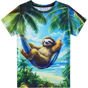 تي شيرت ALISISTER Boys للأطفال بأكمام قصيرة ورسومات ثلاثية الأبعاد للأولاد من عمر 4 إلى 16 طن in Kuwait