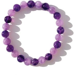 Natural Gemstone Stretch Bracelet Gifts, Peridot, Clear Quartz, Citrine, Amethyst, Rose Quartz, Turquoise Serpentine, Pearl, Lava Marble Beads, Chakra Energy Jewelry, Comfortable Fit 6.5–7" in Kuwait