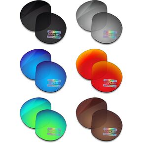 Bowyer 6 Pairs POLARIZED Replacement Lenses for Oakley Meta HSTN OW8002 51mm AI Glasses - Black + Titanium Mirror + Surf Blue Mirror + Fire Red Mirror + Jade Green Mirror + Brown in Saudi Arabia