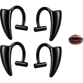 2 أزواج وهمية الشفاه خواتم مصاص دماء الأنياب الشفاه الكفة قابل للتعديل وهمية الشفاه ثقب غير ثقب Labret الفولاذ المقاوم للصدأ تلميع الشفاه المجوهرات الدائري in Kuwait