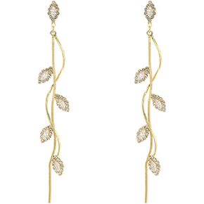 أقراط زفاف كريستال لوصيفات العروس، أقراط العروس المتدلية من الثريا الذهبية أقراط متدلية للنساء، مكعب زركونيا حجر الراين أقراط متدلية هدايا مجوهرات للحفلات الراقصة in Kuwait