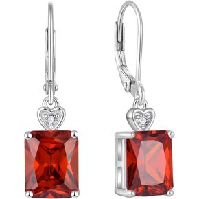 Dangle Drop Earrings 925 Sterling Silver Baguette Leverback Earrings Birthstone Jewelry for Women in Saudi Arabia