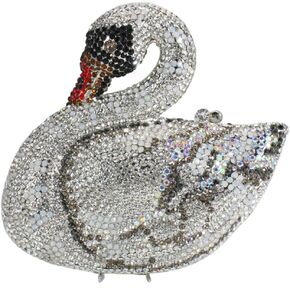 Women Luxury Swan Rhinestone Evening Clutch Elegant Crystal Purse Bridal Wedding Handbag for Prom Cocktail Party in Kuwait
