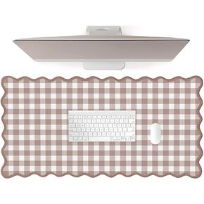 Scalloped‌ Green Checkered Desk Mat Cute Pastel Large Gaming Mouse Pad Gingham Kawaii Cottagecore ‌Vintage‌ Girly Keyboard Computer Mat Aesthetic Desk Pad Accessories Office Decor for Women in Saudi Arabia