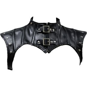 غطاء الكتف الجلدي من Guojiang، حزام الرأس، أزياء الحفلات التنكرية للنساء، وشاح شال من جلد البولي يوريثان، جلد فارس قوطي فاسق، أسود-m in Kuwait