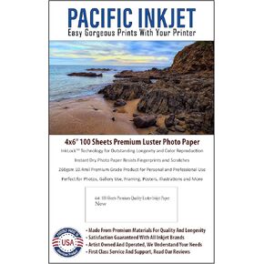 (4 × 6 بوصة) 100 ورقة احترافية من ورق الصور النافثة للحبر اللامع 10.4 مل 260 جرامًا للمتر المربع للحصول على مطبوعات جميلة تدوم لأجيال in Kuwait
