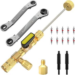 أداة إزالة قلب الصمام مع مجموعة مفاتيح خدمة التدفئة والتهوية وتكييف الهواء، محول لقم سداسي، 3/16 بوصة، 1/4 بوصة، 5/16 بوصة، 3/8 بوصة مفتاح تبريد لمعدات تبريد تكييف الهواء in Kuwait