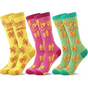 3 Pair Love Heart Softball Socks for Youth Women Knee High Youth Sport Socks Girls' Athletic Socks in Kuwait