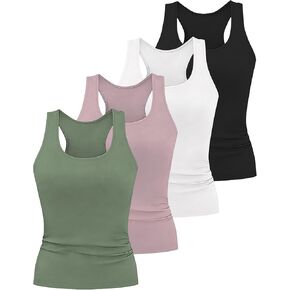 HOPLYNN 1/4 Pack Women's Racerback Workout Tank Top Crop Athletic Running Gym Yoga Active Sports Tops Shirts for Women in Kuwait