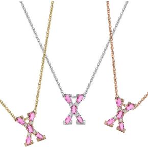 Albert Hern Pink Sapphire Initial Necklace With Diamonds & 18K Gold Chain | Irresistible Letter Pendants Jewelry | Perfect Valentine’s Day, Anniversary & Birthday Gift in Saudi Arabia