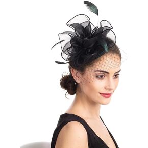 Fascinator Hats for Women Feather Headband Kentucky Headpiece Gatsby Derby Hat for Cocktail Wedding Tea Party (US, Alpha, Medium, Feather White) in Saudi Arabia
