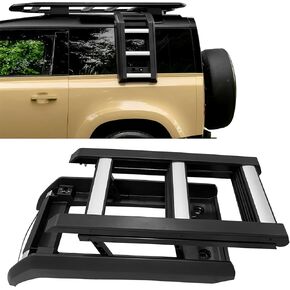 IKON MOTORSPORTS Side Foldable Liftable Window Ladder, Compatible with 2020-2026 Land Rover Defender 90 110 130, Aluminum ABS Black Silver Truck Roof Climbing Step Luggage Rack Ladder Accessories in Saudi Arabia