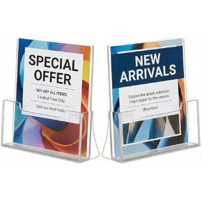 حامل كتيبات أكريليك مقاس 8.5 × 11 بوصة، عبوتان من حامل النشرات البلاستيكية الشفافة، حامل سطح مكتب أكريليك للنشرات والأدب والكتيبات والمجلات وحوامل عرض المواد in Kuwait