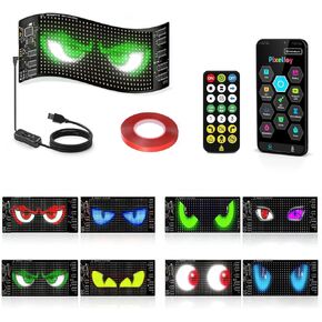 dalattin Devil Eyes Light للزجاج الأمامي، شاشة LED USB عالية السطوع مقاس 23.42 × 4.72 بوصة، التطبيق/جهاز التحكم عن بعد للنص المخصص والرسوم المتحركة، مزامنة متعددة اللوحات للسيارات والشاحنات وسيارات الدفع الرباعي، تعمل بمنفذ USB in Kuwait