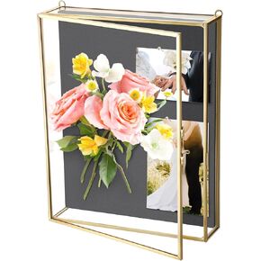 إطار صندوق الظل من ELLDOO مقاس 8 × 10 بوصة - علبة عرض زجاجية مع لوحة معززة من الفوم الأبيض ودبابيس لعرض سطح الطاولة والجدار، صندوق ذاكرة تذكارات معدنية ذهبية لصور ميداليات تذكارات باقة الزفاف in Kuwait