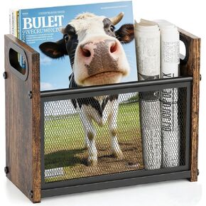 رف وحامل المجلات - منظم تخزين متعدد الأغراض للمجلات والكتب والصحف والبريد والأجهزة اللوحية | سلة سوداء متينة للمنزل والمكتب والحمام | تصميم أنيق وسهل التجميع in Kuwait