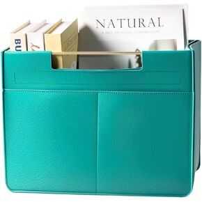 Leather Magazine Holder Foldable with Handles，Stable Magazine Rack Floor，Magazine Basket File Holder Storage，Document File Folder Organizer Free Standing for Office Living Room (black) in Saudi Arabia