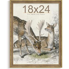 Picrit Vintage 18x24 إطار صورة معلق على الحائط مع زجاج مقسى، إطار ملصق مزخرف ذهبي عتيق مع لوحة خلفية سوداء، ديكور منزلي قديم مزخرف، فن معرض الصور على الطراز القديم in Kuwait