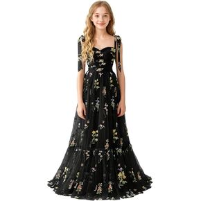 فستان فتاة الزهور من التل المطرز على شكل قلب فساتين وصيفة العروس الصغيرة متدرجة مكشكشة فستان حفلات رسمي للحفلات in Kuwait