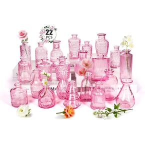 Clear Glass Bud Vase Set of 12 Pcs,Small Bud Vases in Bulk,Glass Crystal Flower Vases Table Centerpieces for Party Event Wedding Decor Baby Shower Decorations (Clear, 12 Pcs) in Saudi Arabia