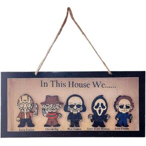 Halloween Horror Character Wooden Picture Frame, Retro Wall Hanging Decoration, Timeless Movie Theme, Wood Material, 11x14, Decorative Sign for Home, Bar, Party, Indoor Outdoor Decor in Kuwait