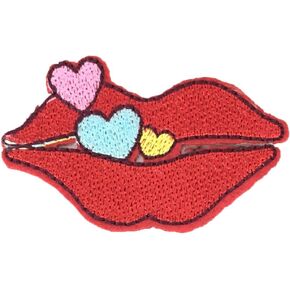 Kissy Kiss Lips Embroidered Iron On Patch Applique, Red in Kuwait