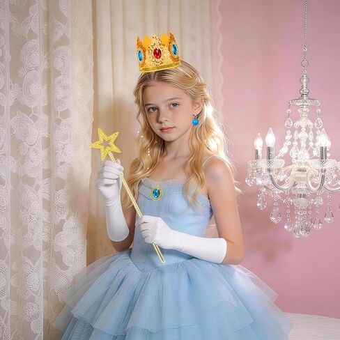 تتضمن إكسسوارات أزياء TQTYOY Princess Peach Crown التاج/العصا/القفازات/الأقراط/البروش للنساء والفتيات في الهالوين وإكسسوارات الأزياء التنكرية in Saudi Arabia