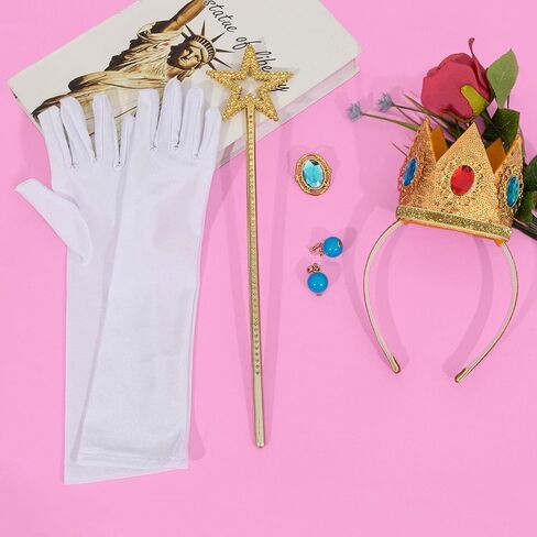 تتضمن إكسسوارات أزياء TQTYOY Princess Peach Crown التاج/العصا/القفازات/الأقراط/البروش للنساء والفتيات في الهالوين وإكسسوارات الأزياء التنكرية in Saudi Arabia