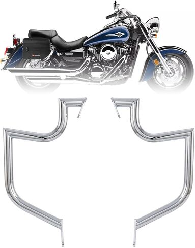 Kinglemc Crash Bar Engine Guard شريط الطريق السريع لـ Kawasaki Vulcan Mean Streak VN1500 VN1500P VN1600 VN1600B VN1600 2002-2006 وSuzuki VZ1600 Boulevard M95 2005 Marauder 2004 (أسود) in Kuwait
