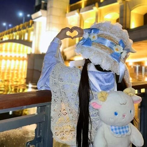 Victorian Womens Tea Party Sun Hat Lolita Bows Florals Flat Straw Hats Womens Wide Brim Sun Hat with Wind Lanyard in Kuwait