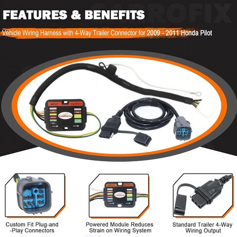 Vehicle-Specific Wiring 4-Way Flat Trailer Hitch Harness for Honda Pilot 2009-2011 & Honda Ridgeline 2017-2026 in Saudi Arabia
