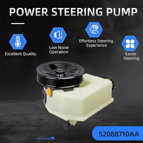 52088710AA Power Steering Pump with Pulley & Reservoir for Jeep Liberty 2002-2006, V6 3.7L, Power Assist Pump Replace# 20-64610, 96-64610, 52088710AD, 53013493AA, 4892371AA, 733-75141 in Saudi Arabia