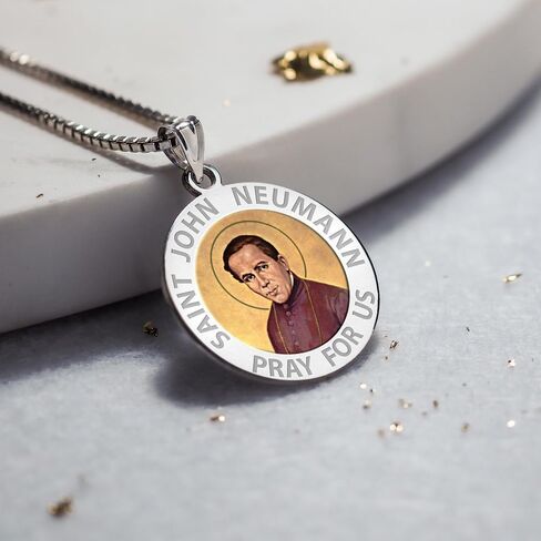 PicturesOnGold.com Saint John Neumann Religious Medal Color - 2/3 Inch Size of Dime, Sterling Silver in Saudi Arabia