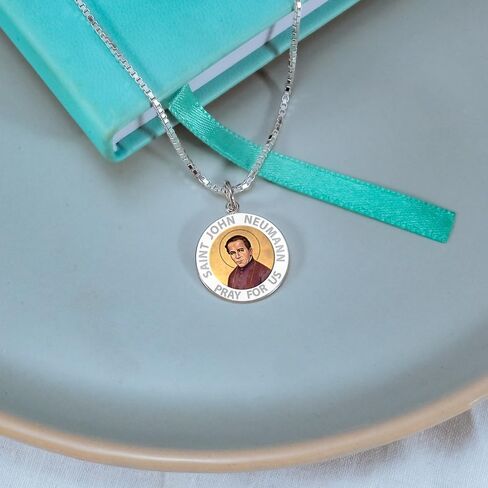 PicturesOnGold.com Saint John Neumann Religious Medal Color - 2/3 Inch Size of Dime, Sterling Silver in Saudi Arabia