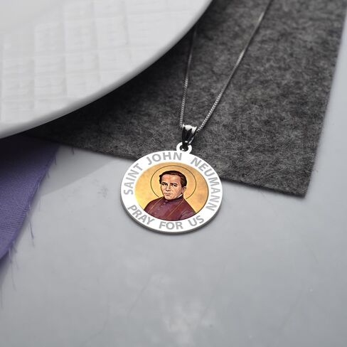 PicturesOnGold.com Saint John Neumann Religious Medal Color - 2/3 Inch Size of Dime, Sterling Silver in Saudi Arabia