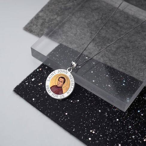 PicturesOnGold.com Saint John Neumann Religious Medal Color - 2/3 Inch Size of Dime, Sterling Silver in Saudi Arabia