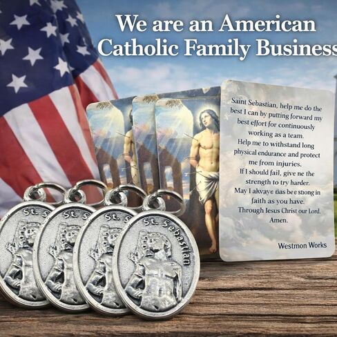 Westmon Works St Sebastian Medal Bulk Pack Italian Metal Medallions with USA Made Holy Cards, Set of 5 in Saudi Arabia