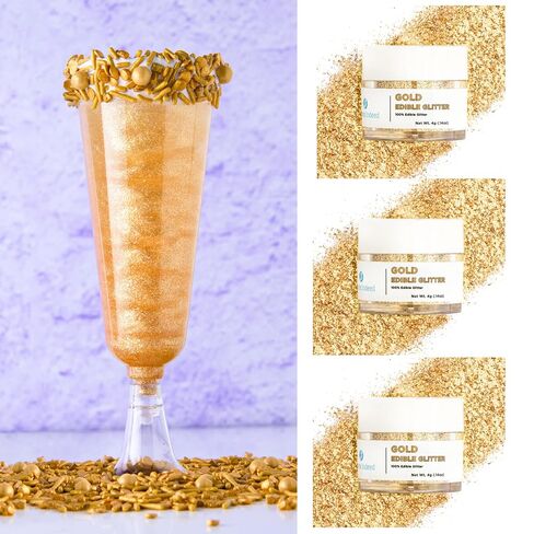 Sweets Indeed Christmas Edible Glitter, 3 Pack, Red Green and Gold, Perfect for Drinks, Cocktails, Beverages & Cake Decorating, Dessert Cake Topper, 4 grams in Saudi Arabia