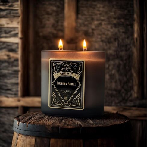 Bourbon Barrel Black Oval Glass Soy Candle in Saudi Arabia