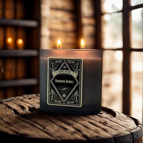 Bourbon Barrel Black Oval Glass Soy Candle in Saudi Arabia